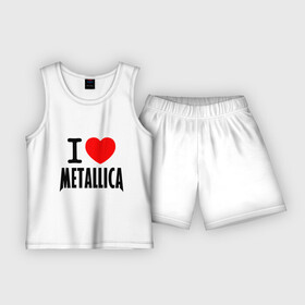 Детская пижама с шортами хлопок с принтом I love Metallica в Санкт-Петербурге,  |  | Тематика изображения на принте: металлика