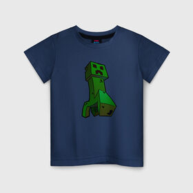 Детская футболка хлопок с принтом Minecraft крипер в Санкт-Петербурге, 100% хлопок | круглый вырез горловины, полуприлегающий силуэт, длина до линии бедер | крипер