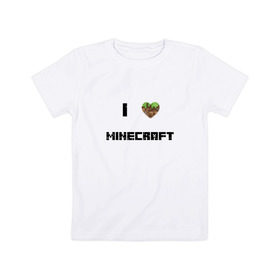 Детская футболка хлопок с принтом Minecraft сердце в Санкт-Петербурге, 100% хлопок | круглый вырез горловины, полуприлегающий силуэт, длина до линии бедер | Тематика изображения на принте: 