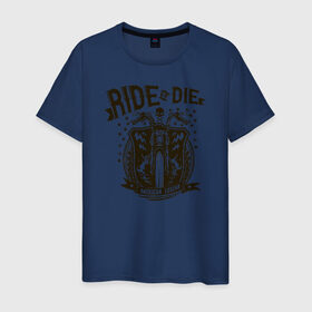 Мужская футболка хлопок с принтом Ride or Die в Санкт-Петербурге, 100% хлопок | прямой крой, круглый вырез горловины, длина до линии бедер, слегка спущенное плечо. | америка | легенда | мото | мотоцикл