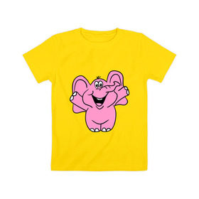 Детская футболка хлопок с принтом Розовый слон в Санкт-Петербурге, 100% хлопок | круглый вырез горловины, полуприлегающий силуэт, длина до линии бедер | слон