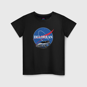 Детская футболка хлопок с принтом Delorean space в Санкт-Петербурге, 100% хлопок | круглый вырез горловины, полуприлегающий силуэт, длина до линии бедер | delorean | космос | наса