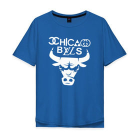 Мужская футболка хлопок Oversize с принтом Chicago Bulls fun logo в Санкт-Петербурге, 100% хлопок | свободный крой, круглый ворот, “спинка” длиннее передней части | Тематика изображения на принте: chicago bulls | антибрэнд