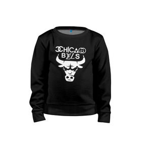 Детский свитшот хлопок с принтом Chicago Bulls fun logo в Санкт-Петербурге, 100% хлопок | круглый вырез горловины, эластичные манжеты, пояс и воротник | Тематика изображения на принте: chicago bulls | антибрэнд