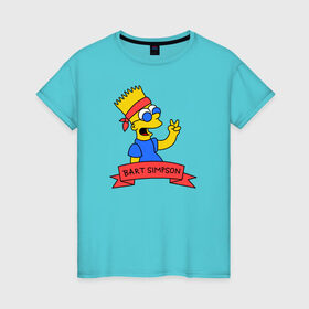 Женская футболка хлопок с принтом Барт Симпсон - Мир в Санкт-Петербурге, 100% хлопок | прямой крой, круглый вырез горловины, длина до линии бедер, слегка спущенное плечо | bart simpson | барт | мир | симпсоны