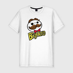 Мужская футболка премиум с принтом Big Hero в Санкт-Петербурге, 92% хлопок, 8% лайкра | приталенный силуэт, круглый вырез ворота, длина до линии бедра, короткий рукав | baymax | антибрэнд | бэймакc | чипсы
