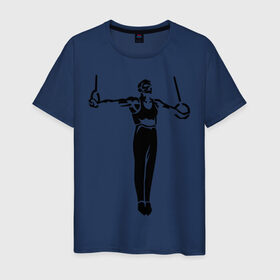 Мужская футболка хлопок с принтом Гимнаст в Санкт-Петербурге, 100% хлопок | прямой крой, круглый вырез горловины, длина до линии бедер, слегка спущенное плечо. | гимнаст | гимнастика | спорт