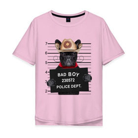 Мужская футболка хлопок Oversize с принтом Bad boy в Санкт-Петербурге, 100% хлопок | свободный крой, круглый ворот, “спинка” длиннее передней части | bad | dog | собака