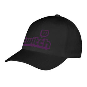 Бейсболка с принтом Twitch Logo в Санкт-Петербурге, 100% хлопок | классический козырек, металлическая застежка-регулятор размера | Тематика изображения на принте: 