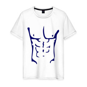 Мужская футболка хлопок с принтом Накаченное тело в Санкт-Петербурге, 100% хлопок | прямой крой, круглый вырез горловины, длина до линии бедер, слегка спущенное плечо. | идеальный | кубики | пресс | тело | торс