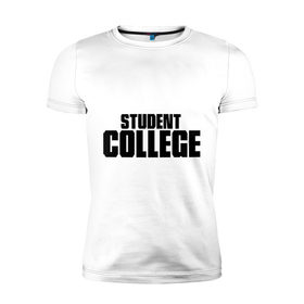 Мужская футболка премиум с принтом Студент колледжа в Санкт-Петербурге, 92% хлопок, 8% лайкра | приталенный силуэт, круглый вырез ворота, длина до линии бедра, короткий рукав | college | student | колледж | студент