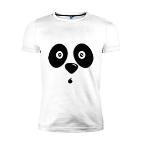Мужская футболка премиум с принтом Мордочка панды в Санкт-Петербурге, 92% хлопок, 8% лайкра | приталенный силуэт, круглый вырез ворота, длина до линии бедра, короткий рукав | панда