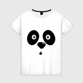 Женская футболка хлопок с принтом Мордочка панды в Санкт-Петербурге, 100% хлопок | прямой крой, круглый вырез горловины, длина до линии бедер, слегка спущенное плечо | Тематика изображения на принте: панда