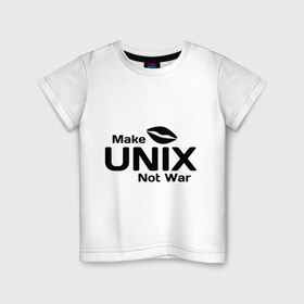 Детская футболка хлопок с принтом Make unix, not war в Санкт-Петербурге, 100% хлопок | круглый вырез горловины, полуприлегающий силуэт, длина до линии бедер | make | unix | юникс