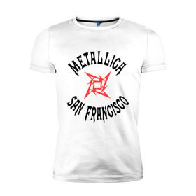Мужская футболка премиум с принтом Metallica (San Francisco) в Санкт-Петербурге, 92% хлопок, 8% лайкра | приталенный силуэт, круглый вырез ворота, длина до линии бедра, короткий рукав | metallica | san francisco