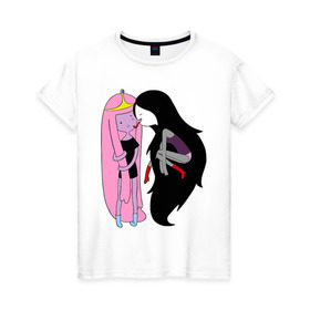 Женская футболка хлопок с принтом Adventure Time Kiss в Санкт-Петербурге, 100% хлопок | прямой крой, круглый вырез горловины, длина до линии бедер, слегка спущенное плечо | adventure time | время приключений
