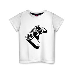 Детская футболка хлопок с принтом Геймпад (Джойстик) в Санкт-Петербурге, 100% хлопок | круглый вырез горловины, полуприлегающий силуэт, длина до линии бедер | джойстик