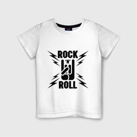 Детская футболка хлопок с принтом Rock and roll в Санкт-Петербурге, 100% хлопок | круглый вырез горловины, полуприлегающий силуэт, длина до линии бедер | 