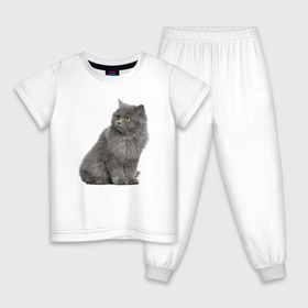 Детская пижама хлопок с принтом Кот в Санкт-Петербурге, 100% хлопок |  брюки и футболка прямого кроя, без карманов, на брюках мягкая резинка на поясе и по низу штанин
 | kisa | kotik | кот | котенок | кошка