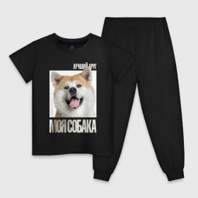Детская пижама хлопок с принтом Акита ину в Санкт-Петербурге, 100% хлопок |  брюки и футболка прямого кроя, без карманов, на брюках мягкая резинка на поясе и по низу штанин
 | Тематика изображения на принте: drug | акита ину | порода | собака