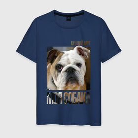 Мужская футболка хлопок с принтом Английский бульдог в Санкт-Петербурге, 100% хлопок | прямой крой, круглый вырез горловины, длина до линии бедер, слегка спущенное плечо. | drug | английский бульдог | порода | собака