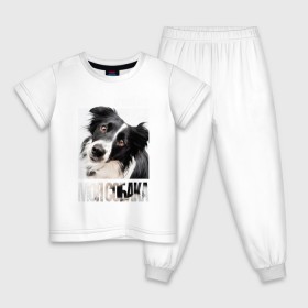 Детская пижама хлопок с принтом Бордер-колли в Санкт-Петербурге, 100% хлопок |  брюки и футболка прямого кроя, без карманов, на брюках мягкая резинка на поясе и по низу штанин
 | drug | бордер колли | порода | собака