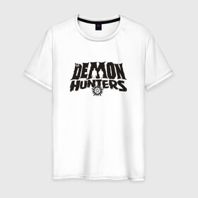 Мужская футболка хлопок с принтом Demon Hunters в Санкт-Петербурге, 100% хлопок | прямой крой, круглый вырез горловины, длина до линии бедер, слегка спущенное плечо. | Тематика изображения на принте: дин | сериал | супернатурал
