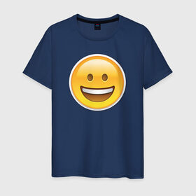 Мужская футболка хлопок с принтом Смайл улыбающийся в Санкт-Петербурге, 100% хлопок | прямой крой, круглый вырез горловины, длина до линии бедер, слегка спущенное плечо. | media | позитив