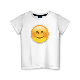 Детская футболка хлопок с принтом Смайл довольный в Санкт-Петербурге, 100% хлопок | круглый вырез горловины, полуприлегающий силуэт, длина до линии бедер | media | позитив