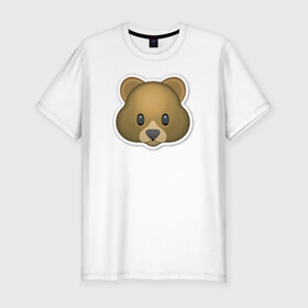 Мужская футболка премиум с принтом Смайл мишка в Санкт-Петербурге, 92% хлопок, 8% лайкра | приталенный силуэт, круглый вырез ворота, длина до линии бедра, короткий рукав | media | позитив