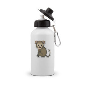 Бутылка спортивная с принтом Смайл обезьянка в Санкт-Петербурге, металл | емкость — 500 мл, в комплекте две пластиковые крышки и карабин для крепления | media | позитив