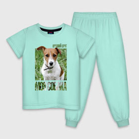 Детская пижама хлопок с принтом Джек-рассел-терьер в Санкт-Петербурге, 100% хлопок |  брюки и футболка прямого кроя, без карманов, на брюках мягкая резинка на поясе и по низу штанин
 | drug | джек рассел терьер | порода | собака