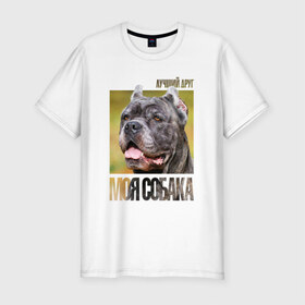 Мужская футболка премиум с принтом Канне корсо в Санкт-Петербурге, 92% хлопок, 8% лайкра | приталенный силуэт, круглый вырез ворота, длина до линии бедра, короткий рукав | drug | канне корсо | порода | собака