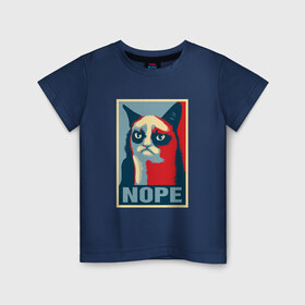 Детская футболка хлопок с принтом Grumpy Cat NOPE в Санкт-Петербурге, 100% хлопок | круглый вырез горловины, полуприлегающий силуэт, длина до линии бедер | grumpy cat | nope