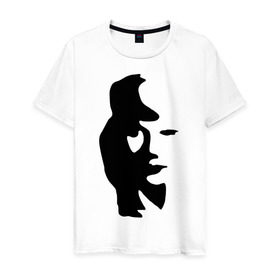 Мужская футболка хлопок с принтом саксофонист или девушка в Санкт-Петербурге, 100% хлопок | прямой крой, круглый вырез горловины, длина до линии бедер, слегка спущенное плечо. | восприятие | девушка | иллюзия | оптическая иллюзия | саксофонист