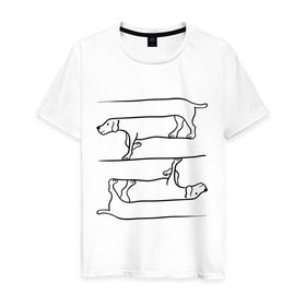 Мужская футболка хлопок с принтом Собака в Санкт-Петербурге, 100% хлопок | прямой крой, круглый вырез горловины, длина до линии бедер, слегка спущенное плечо. | восприятие | иллюзия | оптическая иллюзия | собака