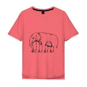 Мужская футболка хлопок Oversize с принтом Сколько ног у слона в Санкт-Петербурге, 100% хлопок | свободный крой, круглый ворот, “спинка” длиннее передней части | слон