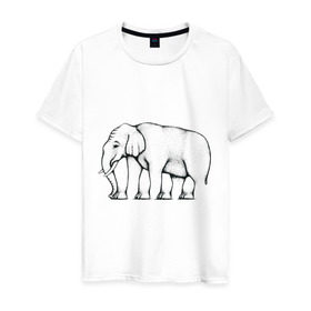 Мужская футболка хлопок с принтом Сколько ног у слона в Санкт-Петербурге, 100% хлопок | прямой крой, круглый вырез горловины, длина до линии бедер, слегка спущенное плечо. | слон