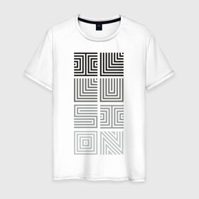 Мужская футболка хлопок с принтом Illusion grey в Санкт-Петербурге, 100% хлопок | прямой крой, круглый вырез горловины, длина до линии бедер, слегка спущенное плечо. | восприятие | иллюзии | мозг | обман зрения | оптическая | цвет