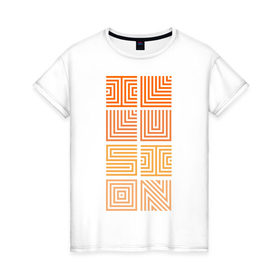 Женская футболка хлопок с принтом Illusion orange в Санкт-Петербурге, 100% хлопок | прямой крой, круглый вырез горловины, длина до линии бедер, слегка спущенное плечо | восприятие | иллюзии | мозг | обман зрения | оптическая | цвет