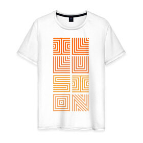 Мужская футболка хлопок с принтом Illusion orange в Санкт-Петербурге, 100% хлопок | прямой крой, круглый вырез горловины, длина до линии бедер, слегка спущенное плечо. | восприятие | иллюзии | мозг | обман зрения | оптическая | цвет