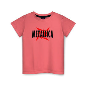 Детская футболка хлопок с принтом Metallica logo в Санкт-Петербурге, 100% хлопок | круглый вырез горловины, полуприлегающий силуэт, длина до линии бедер | 