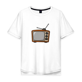 Мужская футболка хлопок Oversize с принтом Retro телевизор в Санкт-Петербурге, 100% хлопок | свободный крой, круглый ворот, “спинка” длиннее передней части | Тематика изображения на принте: ссср | телевизор