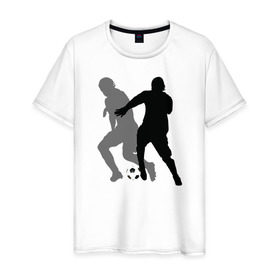 Мужская футболка хлопок с принтом Футболисты в Санкт-Петербурге, 100% хлопок | прямой крой, круглый вырез горловины, длина до линии бедер, слегка спущенное плечо. | 
