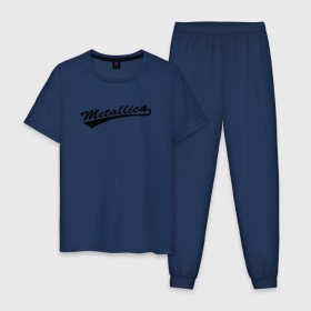 Мужская пижама хлопок с принтом Metallica (Yankees font) в Санкт-Петербурге, 100% хлопок | брюки и футболка прямого кроя, без карманов, на брюках мягкая резинка на поясе и по низу штанин
 | металлика