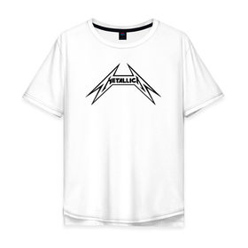 Мужская футболка хлопок Oversize с принтом логотип Metallica в Санкт-Петербурге, 100% хлопок | свободный крой, круглый ворот, “спинка” длиннее передней части | металлика