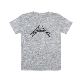Детская футболка хлопок с принтом логотип Metallica в Санкт-Петербурге, 100% хлопок | круглый вырез горловины, полуприлегающий силуэт, длина до линии бедер | металлика