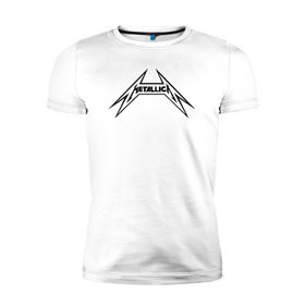 Мужская футболка премиум с принтом логотип Metallica в Санкт-Петербурге, 92% хлопок, 8% лайкра | приталенный силуэт, круглый вырез ворота, длина до линии бедра, короткий рукав | металлика