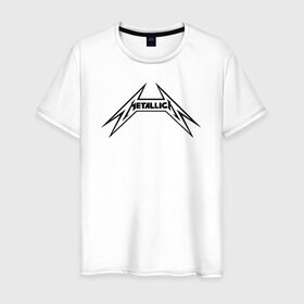 Мужская футболка хлопок с принтом логотип Metallica в Санкт-Петербурге, 100% хлопок | прямой крой, круглый вырез горловины, длина до линии бедер, слегка спущенное плечо. | металлика