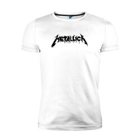 Мужская футболка премиум с принтом Metallica painted logo в Санкт-Петербурге, 92% хлопок, 8% лайкра | приталенный силуэт, круглый вырез ворота, длина до линии бедра, короткий рукав | Тематика изображения на принте: металлика